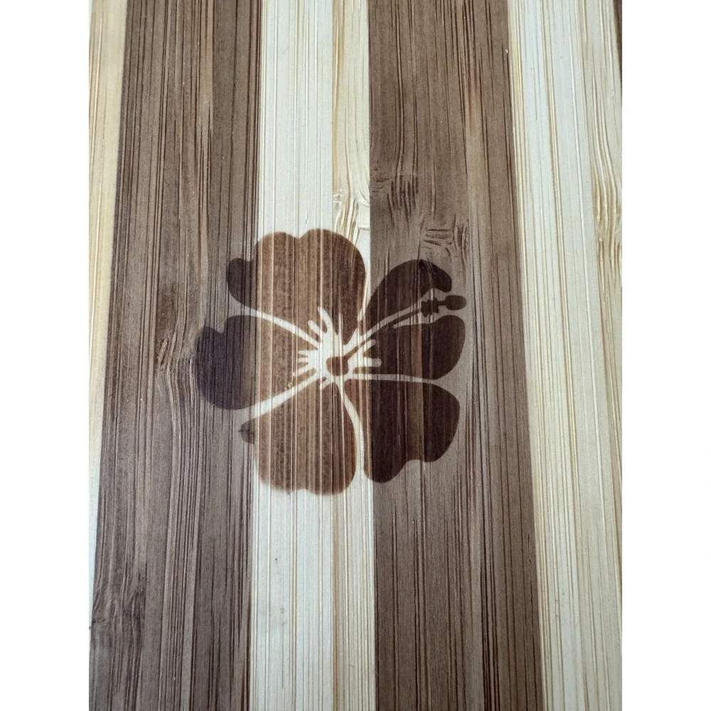 Tropical Bamboo Hafa Adai Surfboard Cutting Board Hibiscus Coastal Kitchen Decor